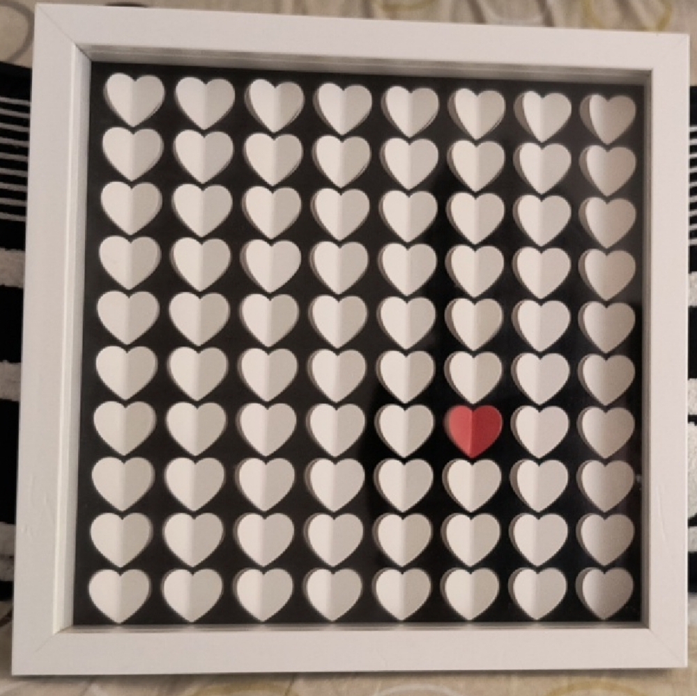 Heart Wall Art with White and Red Hearts